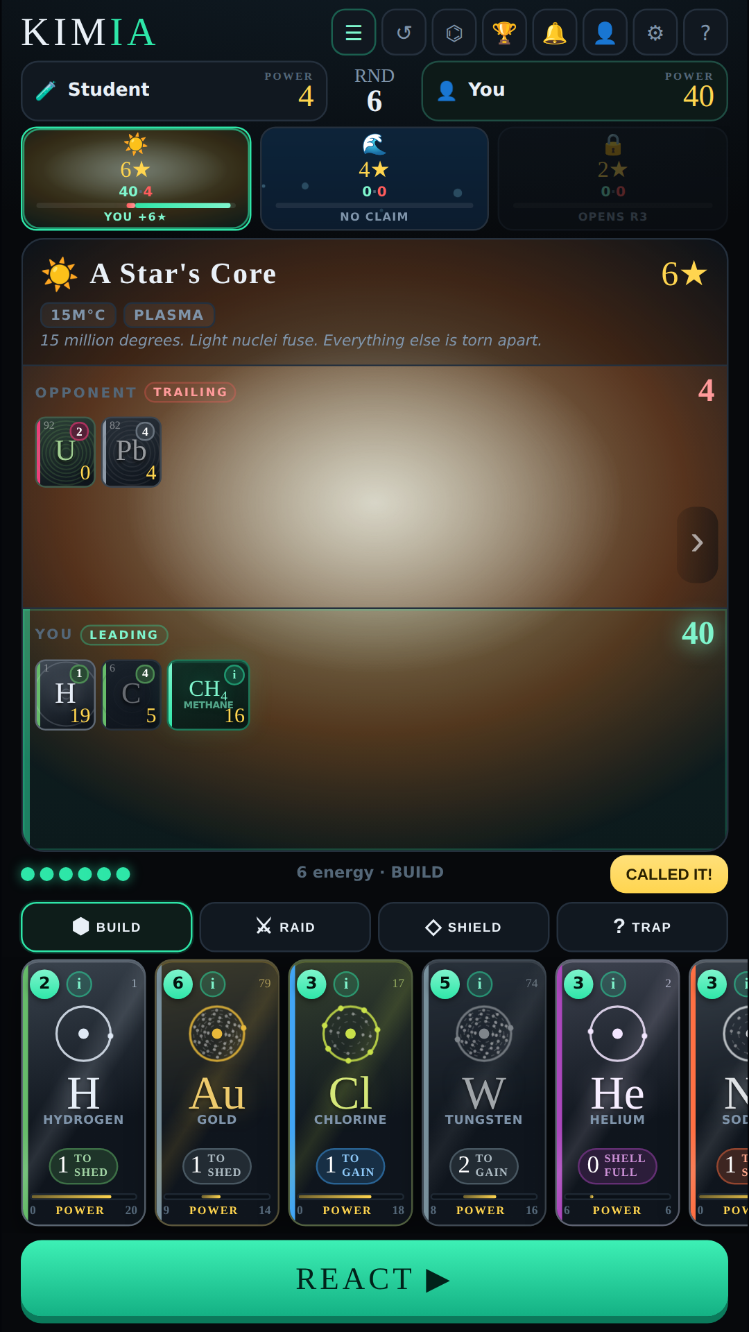 Kimia's element cards and chemistry battle arena
